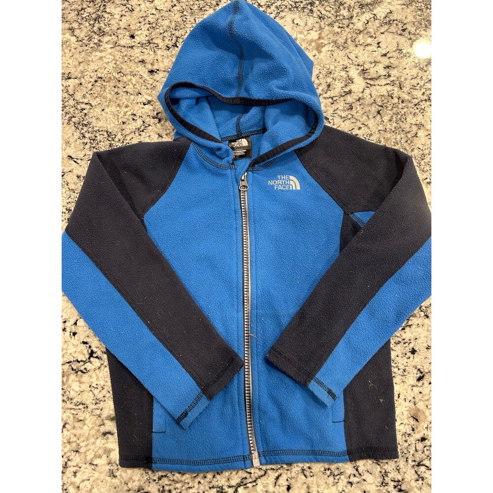 North face blue zip fleece size 5